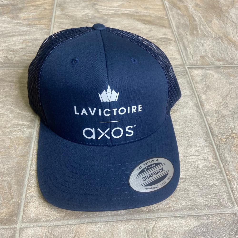 Lavictoire AXOS Yupoong Trucker Hat Mens Size Adjustable Blue NWT SnapBack